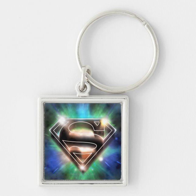Superman Stylized | Shiny Burst Logo Keychain (Front)