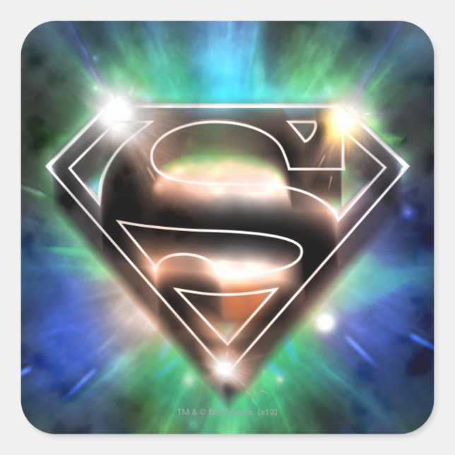 Superman Stylized | Shiny Burst Logo Square Sticker (Front)