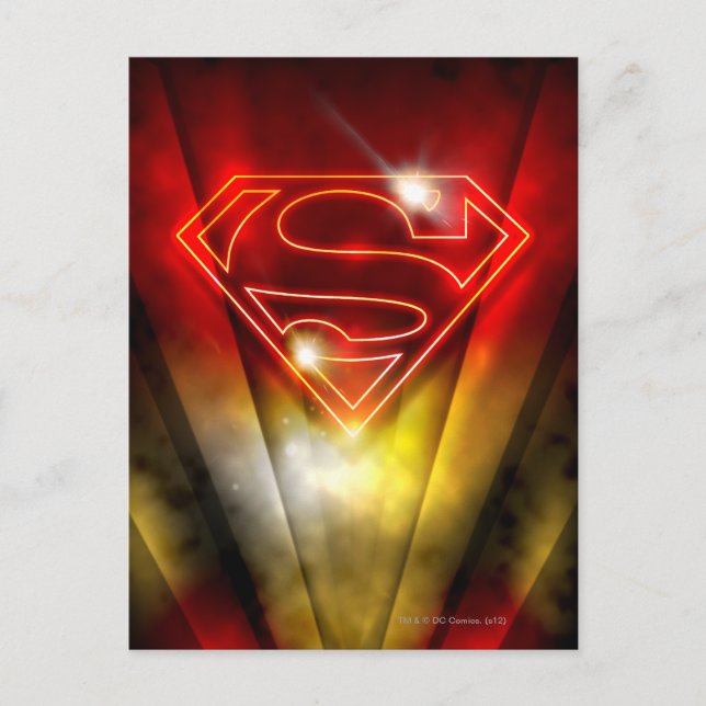Superman Stylized | Shiny Red Outline Logo Postcard (Front)