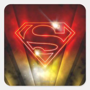Superman Stylized   Shiny Red Outline Logo Square Sticker