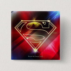 Superman Stylized   Shiny Yellow Outline Logo Button