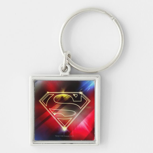 Superman Stylized | Shiny Yellow Outline Logo Keychain (Front)