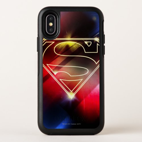 Superman Stylized  Shiny Yellow Outline Logo OtterBox Symmetry iPhone X Case