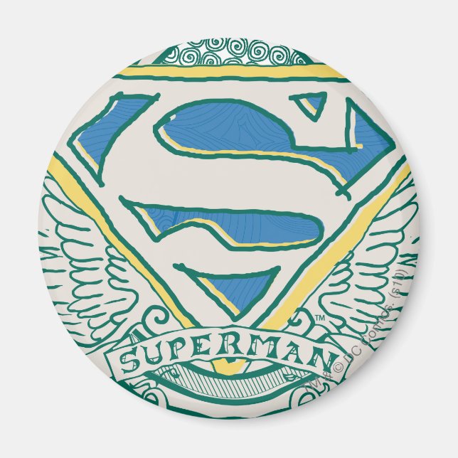 Superman Stylized | Sketched Crest Logo Magnet (Front)