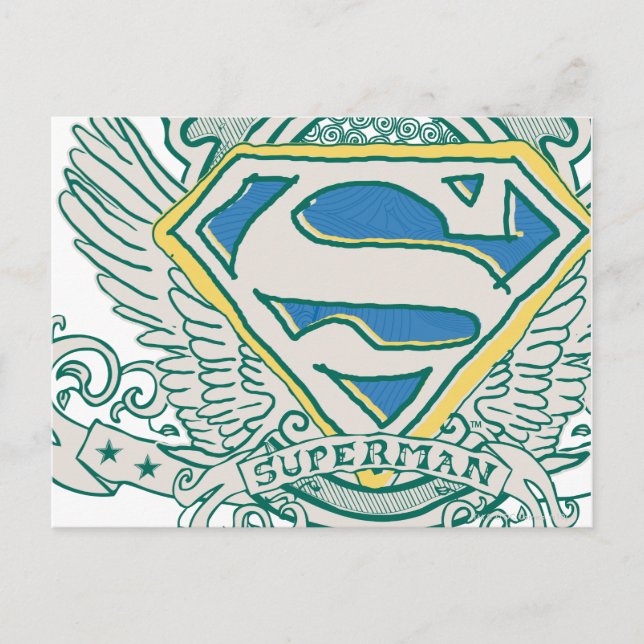 Superman Stylized | Sketched Crest Logo Postcard (Front)