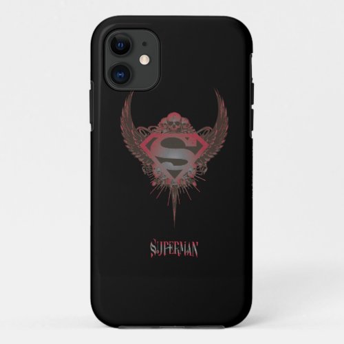 Superman Stylized  Skull and Wings Logo iPhone 11 Case