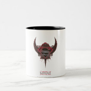 Superman Stylized Skull and Wings Logo Two-Tone Coffee Mug