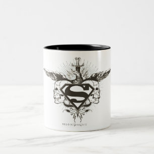 Superman Stylized Skulls Logo Two-Tone Coffee Mug
