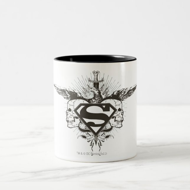 Superman Stylized | Skulls Logo Two-Tone Coffee Mug (Center)