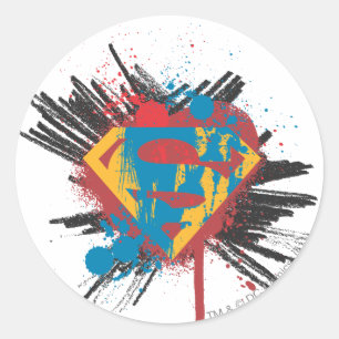 Superman Stylized   Splatter Logo Classic Round Sticker