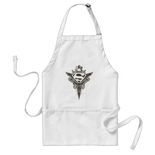 Superman Stylized  Star and Skull White Logo Adult Apron