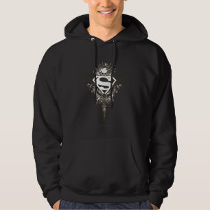 Superman Stylized Star and Skull White Logo Hoodie