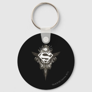 Superman Stylized   Star and Skull White Logo Keychain