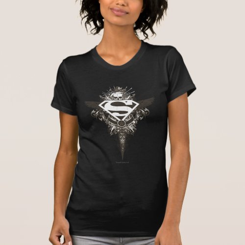 Superman Stylized  Star and Skull White Logo T_Shirt