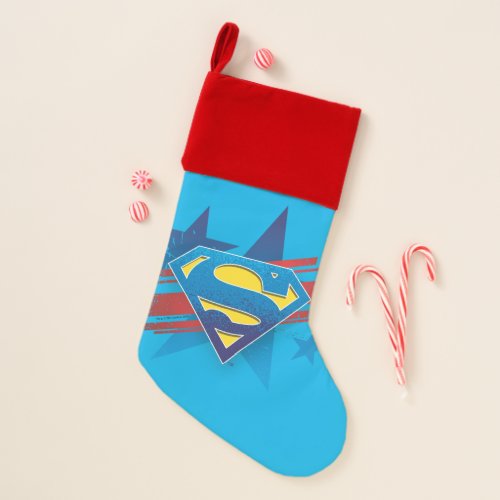 Superman Stylized  Stars and Stripes Logo Christmas Stocking