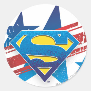 Superman Stylized   Stars and Stripes Logo Classic Round Sticker