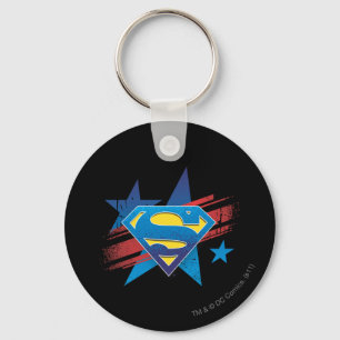 Superman Stylized   Stars and Stripes Logo Keychain