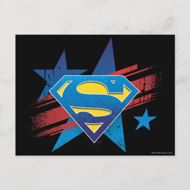 Superman Stylized | Stars and Stripes Logo Postcard (Front)