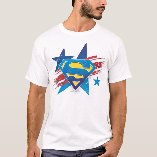 Superman Stylized | Stars and Stripes Logo T-Shirt (Front)