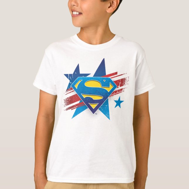 Superman Stylized | Stars and Stripes Logo T-Shirt (Front)