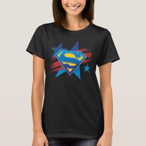 Superman Stylized  Stars and Stripes Logo T_Shirt