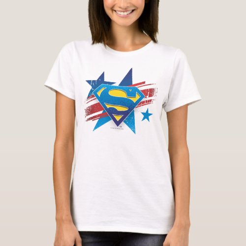 Superman Stylized  Stars and Stripes Logo T_Shirt