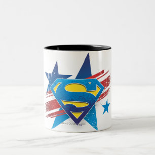 Superman Stylized Stars and Stripes Logo Two-Tone Coffee Mug