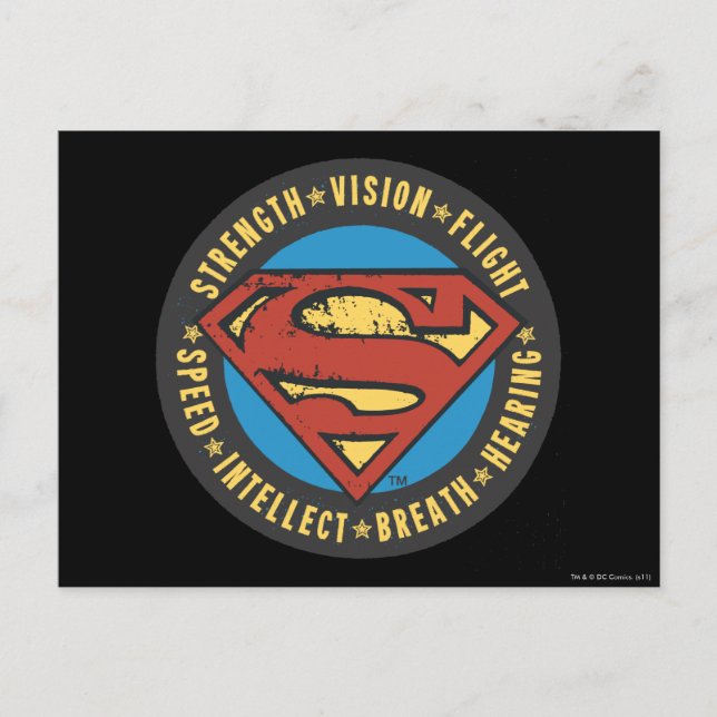 Superman Stylized | Strength Vision Flight Logo Postcard (Front)