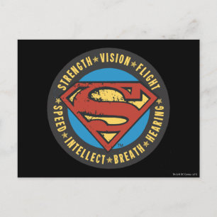 Superman Stylized Strength Vision Flight Logo Postcard