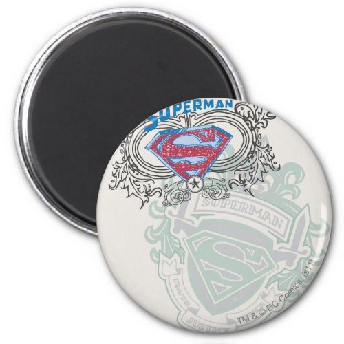 Superman Stylized  Two Crest Design Logo Magnet