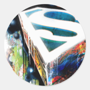 Superman Stylized   Urban Graffiti Logo Classic Round Sticker
