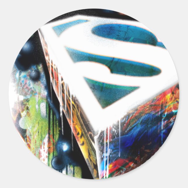 Superman Stylized | Urban Graffiti Logo Classic Round Sticker (Front)