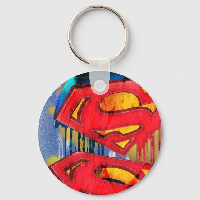 Superman Stylized | Urban Spraypaint Logo Keychain (Front)