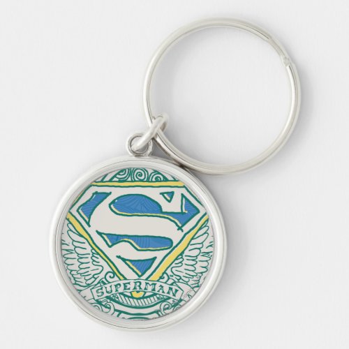 Superman Stylized  Wings and Name Logo Keychain