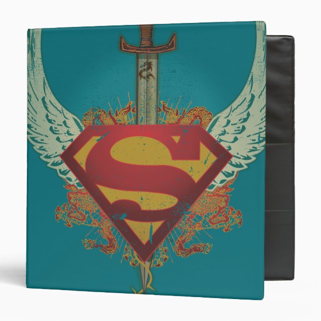 Superman Stylized | Wings Teal Background Logo Binder (Front/Inside)