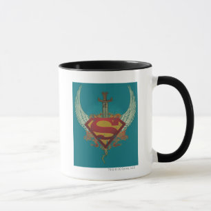 Superman Stylized Wings Teal Background Logo Mug
