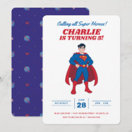 Superman Super Hero Birthday Invitation