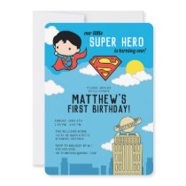 Superman Super Hero First Birthday Invitation