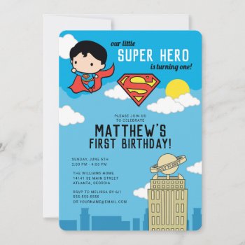 Superman Super Hero First Birthday Invitation by superman at Zazzle