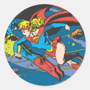 Superman & Supergirl Flying Classic Round Sticker