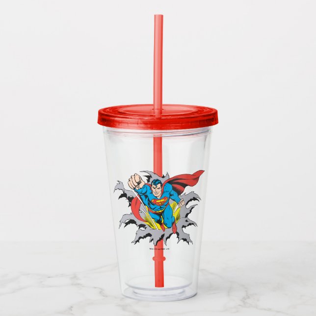 Superman Tears Thru Acrylic Tumbler (Front)