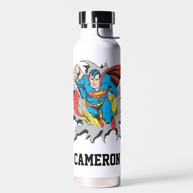 Superman Tears Thru | Add Your Name Water Bottle (Left)