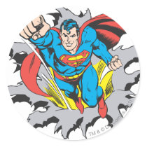 Superman Tears Thru Classic Round Sticker