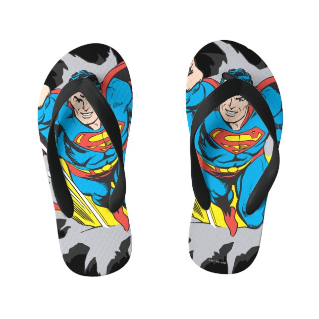 Superman Tears Thru Kid's Flip Flops (Footbed)