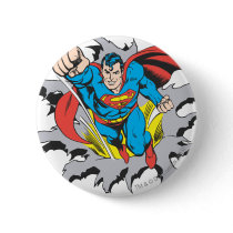Superman Tears Thru Pinback Button