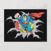 Superman Tears Thru Postcard