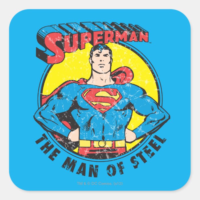 Superman The Man of Steel Square Stickers