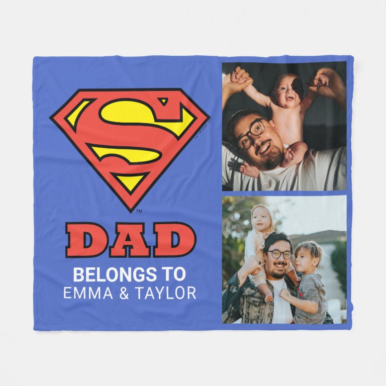 Superman | &quot;This Super Dad Belongs To&quot; Fleece Blanket