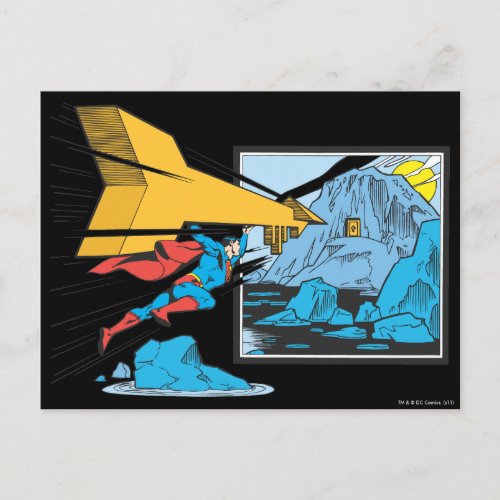Superman Tunneling Into Rock Postcard