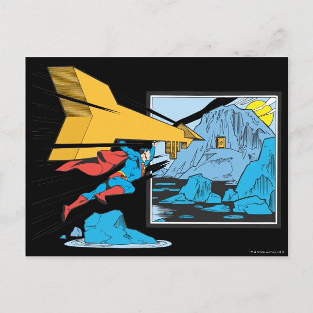 Superman Tunneling Into Rock Postcard (Front)